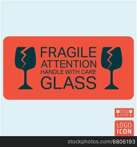 Handle with care. Handle with care icon. Package handling label. Glass fragile attention symbol. Vector illustration.