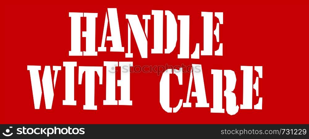 Handle with care text on red Vector illustration
