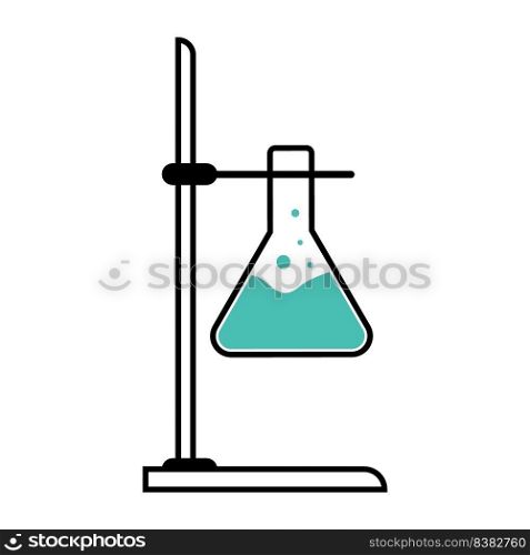 Handling flask semi flat color vector object. Chemical reaction analysis. Full sized item on white. Laboratory equipment. Simple cartoon style illustration for web graphic design and animation. Handling flask semi flat color vector object