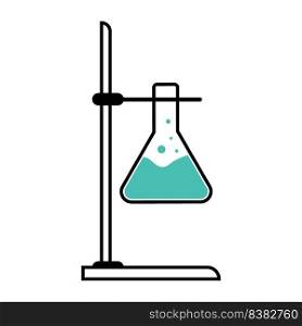 Handling flask semi flat color vector object. Chemical reaction analysis. Full sized item on white. Laboratory equipment. Simple cartoon style illustration for web graphic design and animation. Handling flask semi flat color vector object