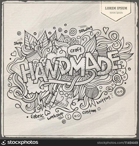 Handmade hand lettering and doodles elements background. Vector illustration