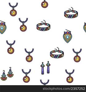 Handmade Jewellery Vector Seamless Pattern Thin Line Illustration. Handmade Jewellery Vector Seamless Pattern