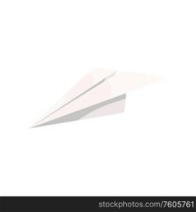 Handmade paper plane isolated origami handcraft. Vector airplane or aircraft, back to school toy. Airplane or origami aircraft isolated paper plane