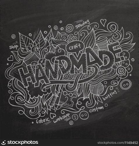 Handmade Vector hand lettering and doodles elements chalkboard background
