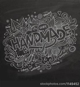 Handmade Vector hand lettering and doodles elements chalkboard background
