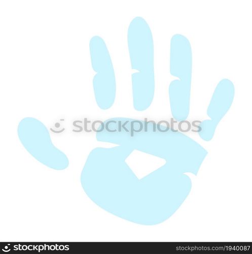 Handprint icon. Hand silhouette. Blue palm print isolated on white background.. Handprint icon. Hand silhouette. Blue palm print.
