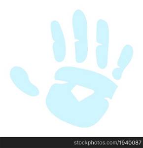 Handprint icon. Hand silhouette. Blue palm print isolated on white background.. Handprint icon. Hand silhouette. Blue palm print.