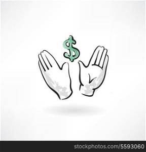 hands and dollar grunge icon
