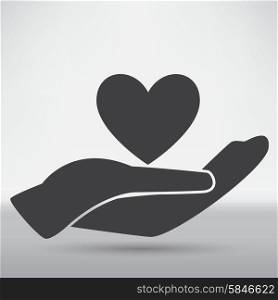 Hands and heart. Icon of kindness and charity