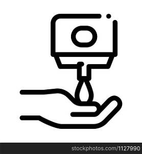 Hands And Liquid Soap Icon Vector. Outline Hands And Liquid Soap Sign. Isolated Contour Symbol Illustration. Hands And Liquid Soap Icon Outline Illustration