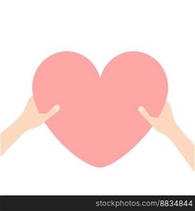 Hands arms holding pink heart icon shape sign vector image