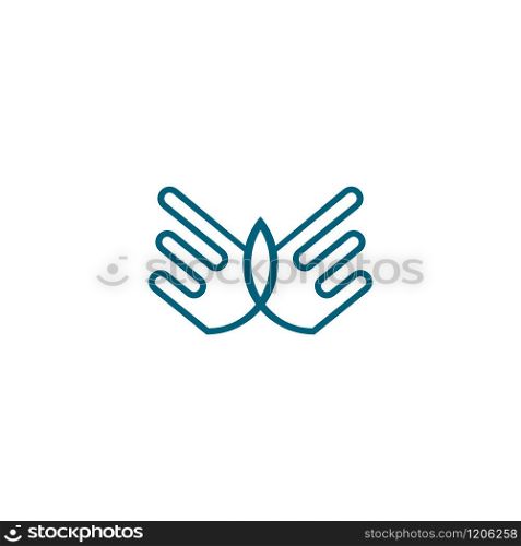 Hands bird logo design. Fingers wings dove freedom vector logotype.