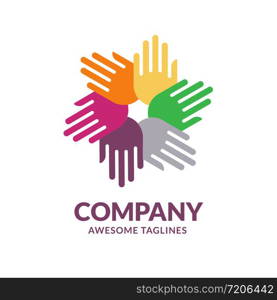 hands color logo design template. hands charity color vector symbol