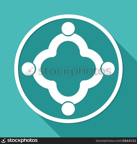 Hands Deal Design Icon on white circle with a long shadow