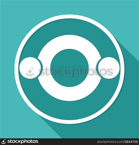 Hands Deal Design Icon on white circle with a long shadow