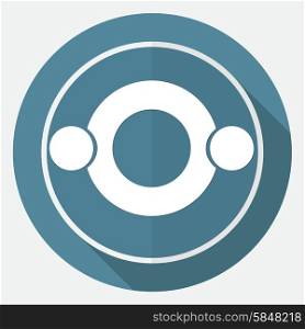 Hands Deal Design Icon on white circle with a long shadow