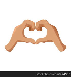Hands forming a heart cartoon icon on a white background. Hands forming a heart cartoon icon