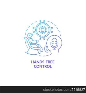 Hands-free control blue gradient concept icon. Smart technology for elderly abstract idea thin line illustration. Operate appliances without hands. Isolated outline drawing. Myriad Pro-Bold font used. Hands-free control blue gradient concept icon