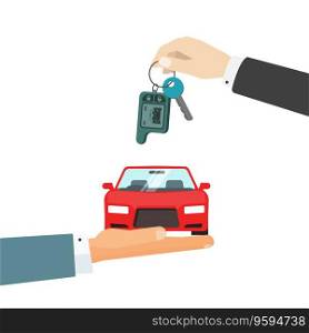 Hands giving car and car keys vector image