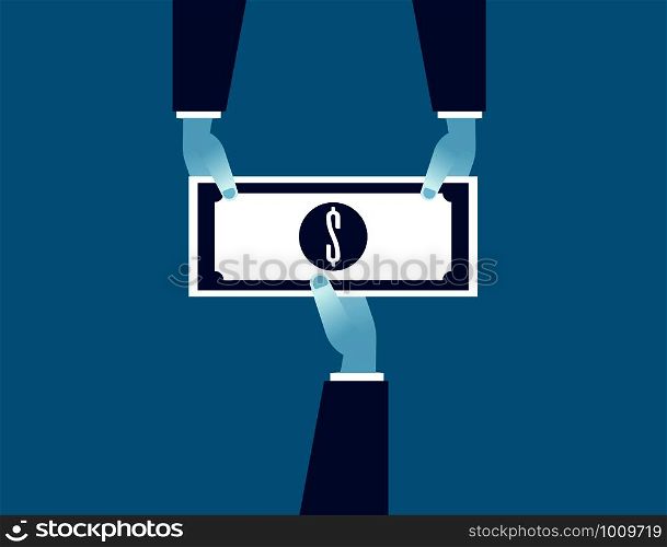 Hands giving money to hand.Vector illustration.