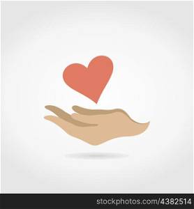 Hands hold heart. A vector illustration