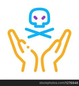 Hands Hold Skull Icon Vector. Outline Hands Hold Skull Sign. Color Isolated Contour Symbol Illustration. Hands Hold Skull Icon Vector Outline Illustration