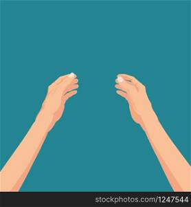 Hands hold. Template vector illustration. Hands hold. Template, vector, illustration, isolated, cartoon style