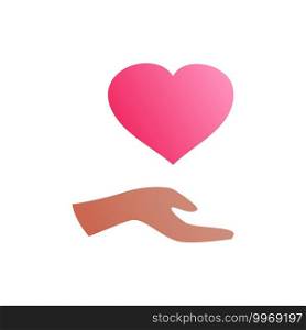 Hands hold the red heart symbol icon graphic design, logo sign isolated on white background vector illustration