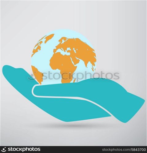 Hands holding a blue earth