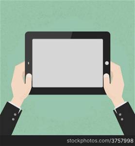 Hands holding a tablet touch , eps10 vector format