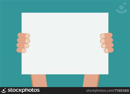 hands holding blank paper board stock vector illustration