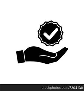 Hands holding check marks or top service, guarantee, warranty, approved icon in black or tick, cross checkmarks flat on isolated white background. EPS 10 vector. Hands holding check marks or top service, guarantee, warranty, approved icon in black or tick, cross checkmarks flat on isolated white background. EPS 10 vector.