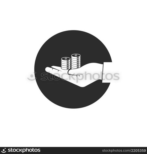 hands holding coins vector illustration background concept design template web