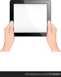 Hands holding digital tablet pc