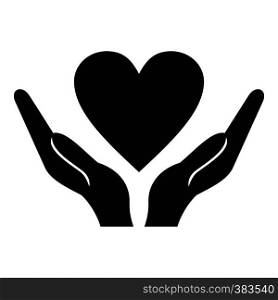 Hands holding heart icon. Simple illustration of hands holding heart vector icon for web design. Hands holding heart icon, simple style