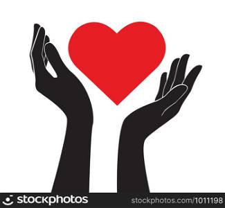 hands holding heart of love sign