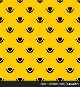 Hands holding heart pattern seamless vector repeat geometric yellow for any design. Hands holding heart pattern vector