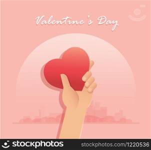 hands holding heart , Valentine background vector illustration EPS10