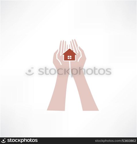 hands holding small house icon