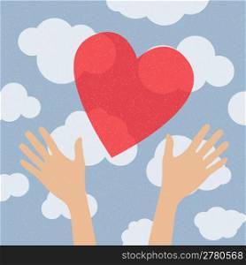 hands holding the heart. charity