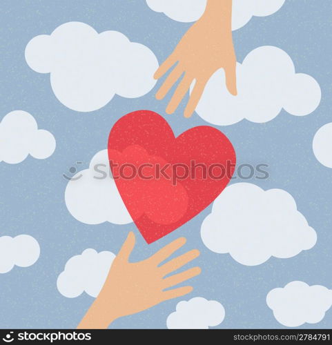 hands holding the heart. charity