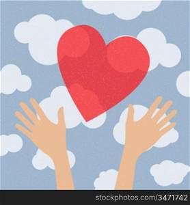 hands holding the heart. charity