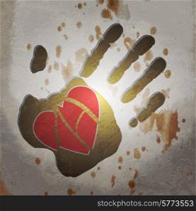 hands holding the heart. charity.broken heart of love. vector background