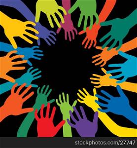 hands of many colors vector