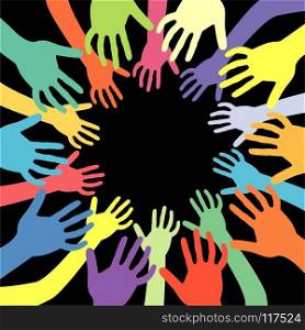 hands of many colors vector background