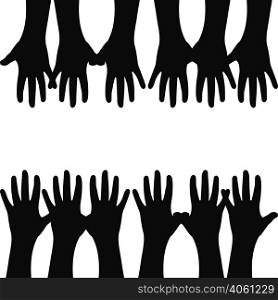 Hands reach for hands, the concept of friendship and understanding, vector for print or website design. Hands reach for hands