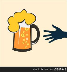 Hands reaching for a glass of beer.. Hands reaching for a glass of beer