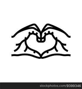 hands show heart line icon vector. hands show heart sign. isolated contour symbol black illustration. hands show heart line icon vector illustration