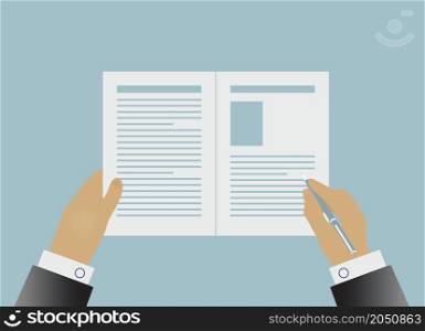Hands signing business contract. Vector illustration in flat style