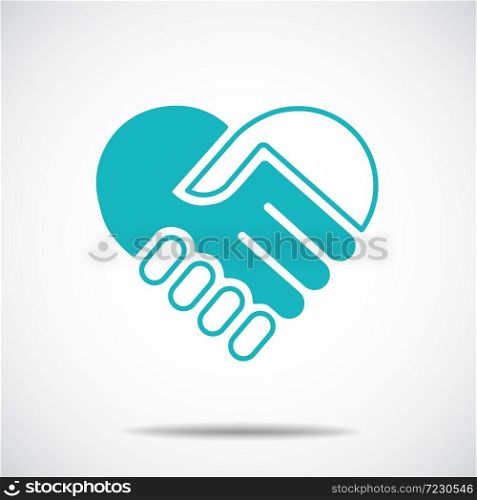 Hands together. Heart symbol. Vector